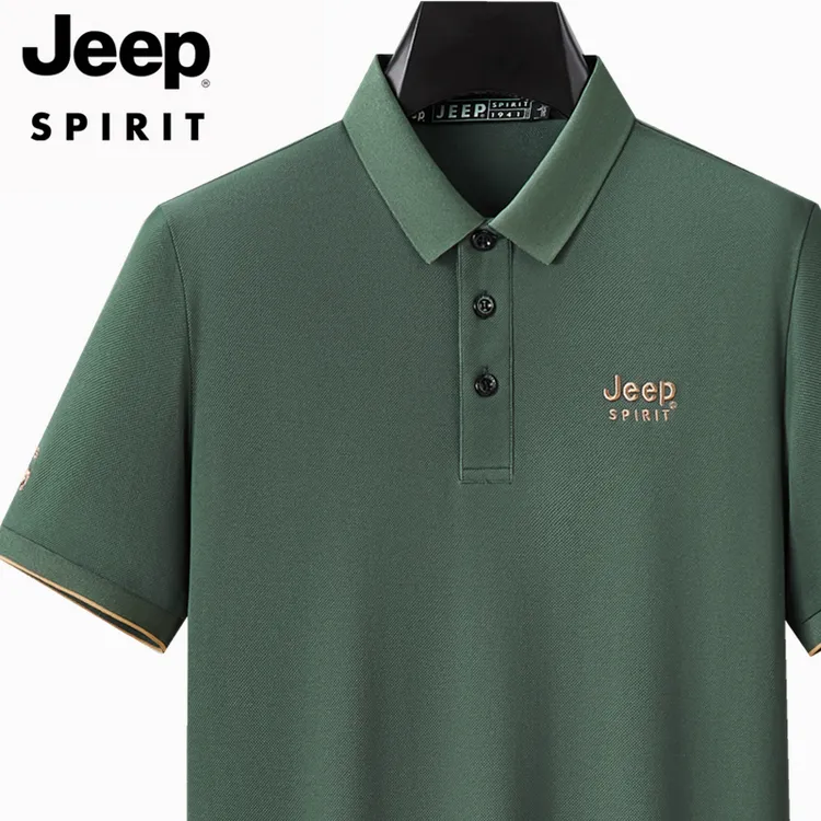 吉普男士短袖t恤2024夏季新款半袖体恤商务休闲翻领Polo衫男