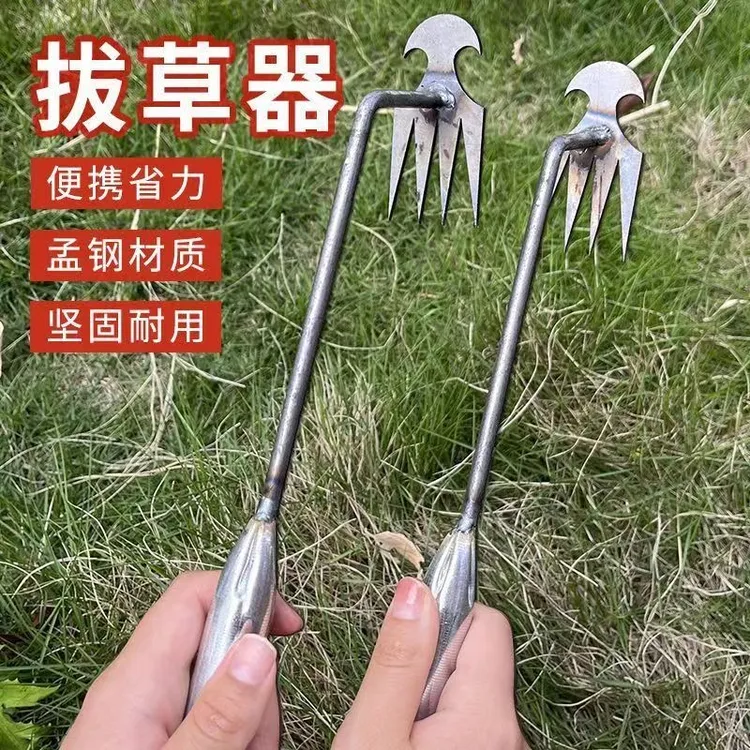 园艺除草小锄头加厚锰钢钩草器家用多用木柄挖野菜墙角挖铲草工具