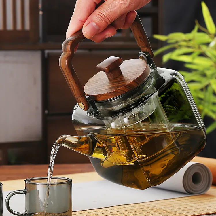 加厚耐高温烧水壶1500ml煮茶壶电陶炉煮茶提梁黑色八方来财