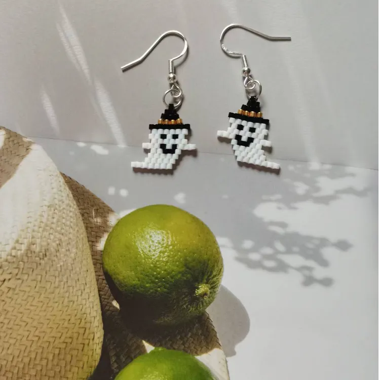 合金玻璃耳饰 万圣节主题耳环小阿飘可爱