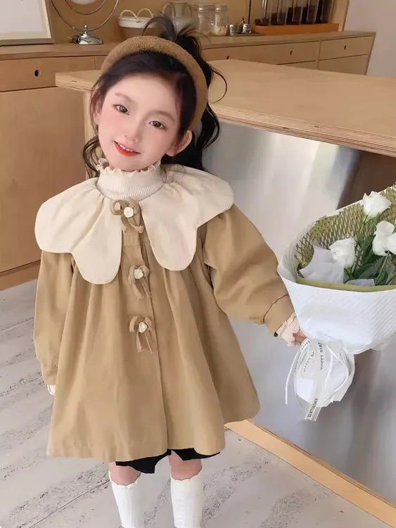 女童风衣2024新款洋气时髦儿童秋装服装女宝宝春秋款休闲百搭外套