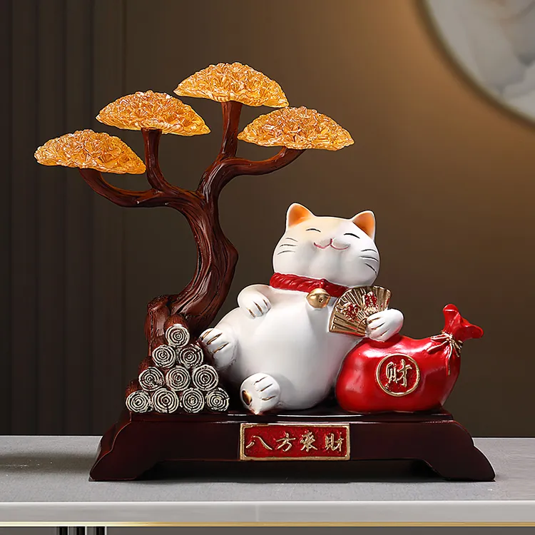 发财树招财猫摆件收银台开业礼物客厅电视酒柜装饰品结婚乔迁礼品