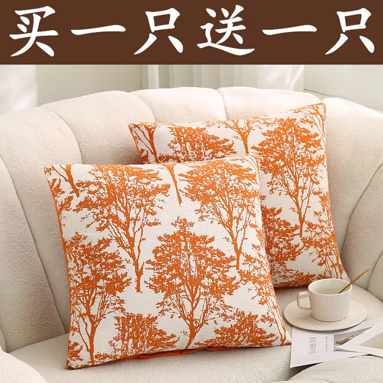 奶油风加厚雪尼尔抱枕套大号靠背套客厅沙发床头腰枕方形汽车靠背