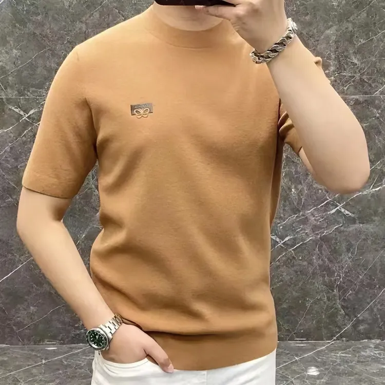 【高端欧货】新款男士针织短袖春夏高品质时尚百搭潮流圆领半袖T恤