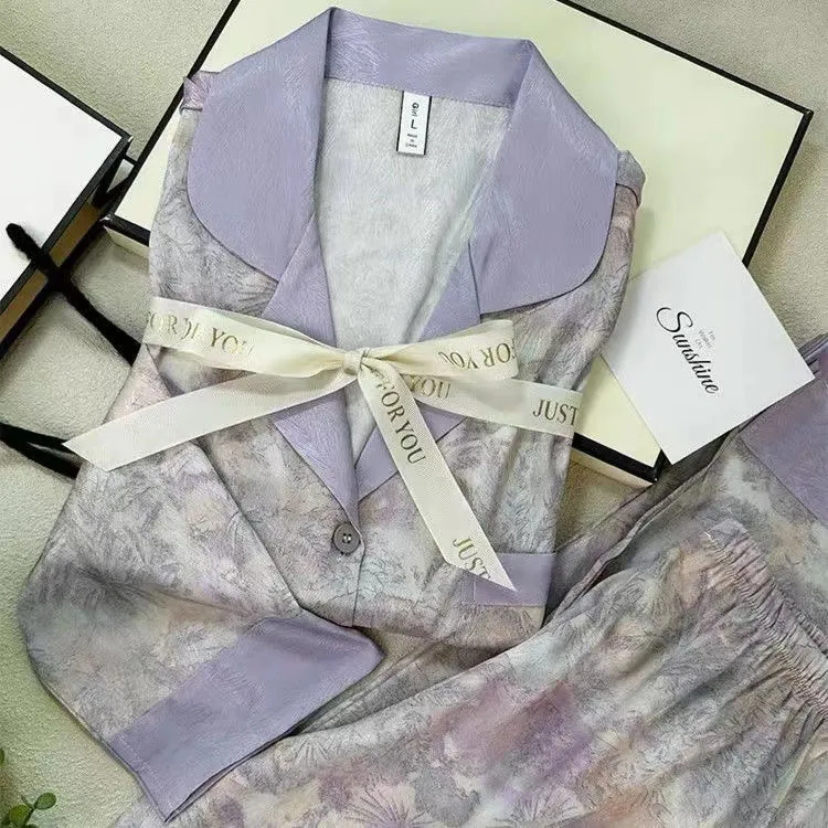 高级感秋冬季冰丝睡衣少女款爆款2024新款家居服长袖裤套装学生