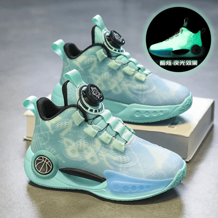 阿童木儿童夜光球鞋2025秋季男童皮面运动鞋中大童加绒科比篮球鞋