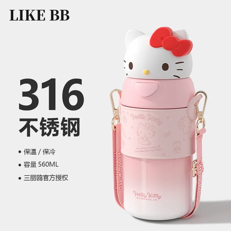 LikeBBhellokitty保温杯女生可爱吸管水杯新款2025大容量学生杯子