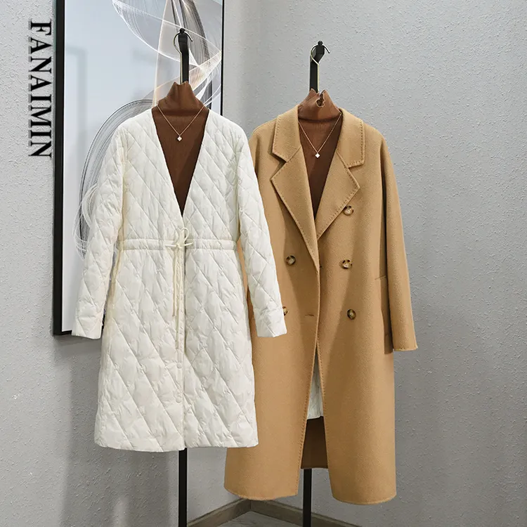 大衣内搭羽绒服女长款抽绳收腰显瘦90白鸭绒轻薄保暖羽绒内胆伴侣