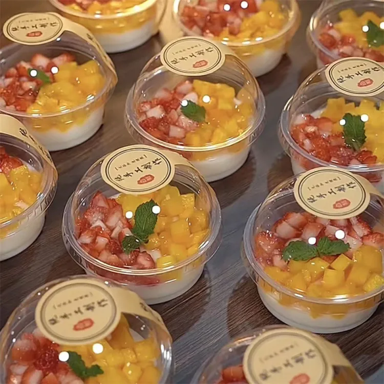 双皮奶专用杯子布丁杯波波杯一次性带盖批发带勺子酸奶水果打包盒