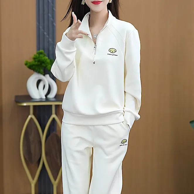 时尚立领休闲运动套装女秋冬季新款洋气空气棉卫衣减龄显瘦两件套