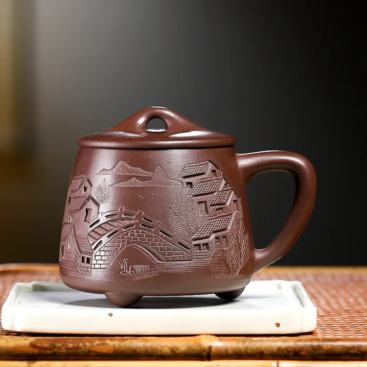 澜砂宜兴紫砂杯茶杯个人专用陶瓷茶杯男手工大容量带盖家用泡茶杯
