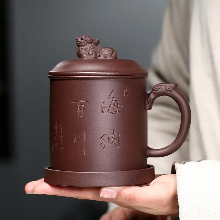 澜砂纯手工精品带盖宜兴紫砂杯大容量男士茶水分离带内胆泡茶杯子