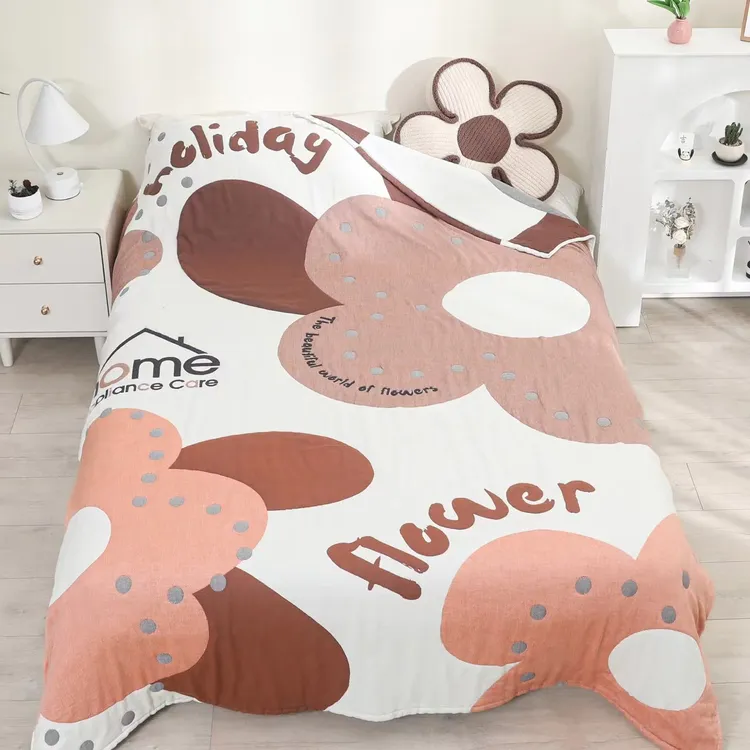 A类100%长绒棉大花 泡芙被 柔软 亲肤 透气 舒适  保暖 可机洗