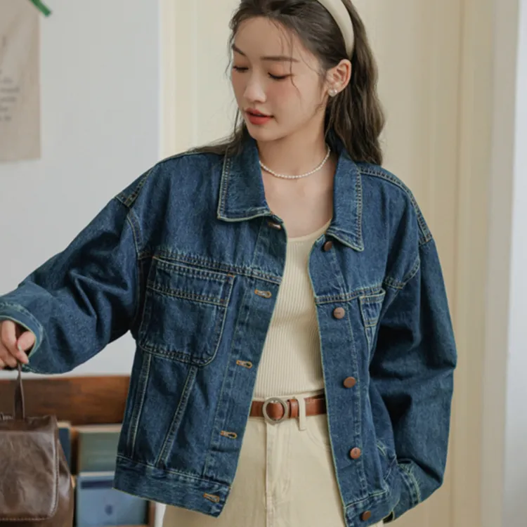 港味复古短款牛仔外套女宽松韩版chic夹克学生百搭休闲显瘦牛仔衣