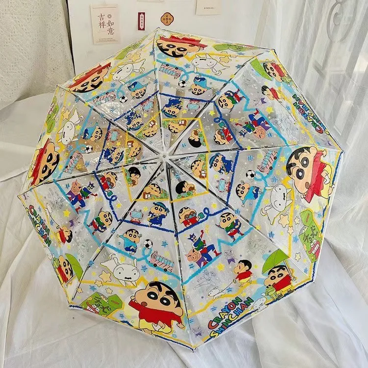 蜡笔小新透明雨伞防水可爱卡通拍摄道具可爱潮流吸睛