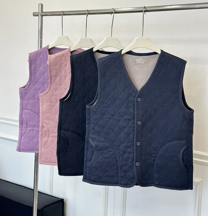 中老年女士男士冬季纯羊毛保暖高效蓄热三层加厚马甲开衫