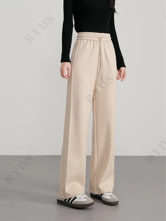 713新品羊绒醋酸显高显腿长加绒加厚款休闲阔腿裤