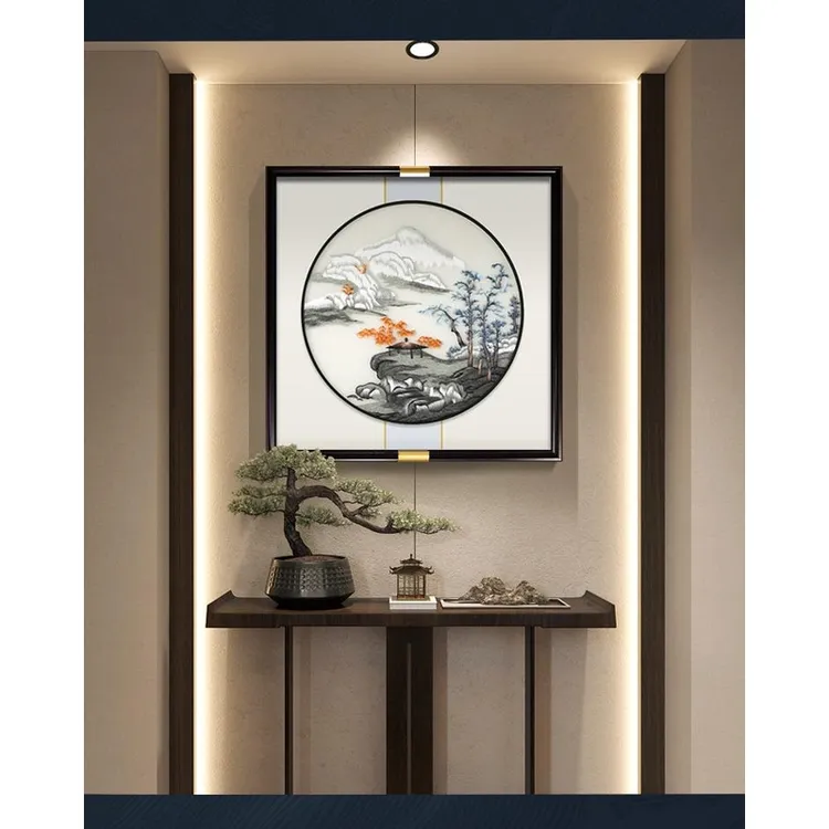 【单联】苏绣入户玄关装饰画刺绣画走廊过道挂画新中式