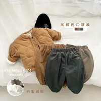 T22D105婴幼儿加绒裤子新款冬装冬季外穿长裤小童宝宝休闲百搭裤