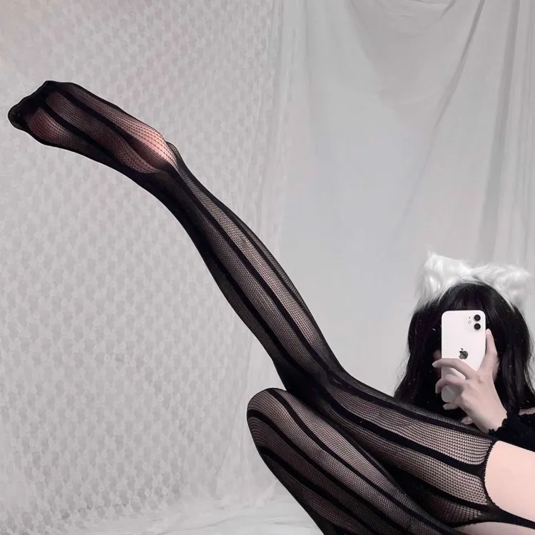 镂空性感丝袜长筒袜纯欲辣妹火辣吊带