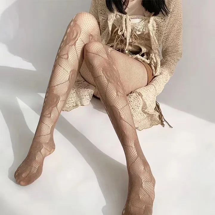 网袜女白色丝袜y2k不掉裆蕾丝袜连体袜女纯欲白丝镂空性感薄款