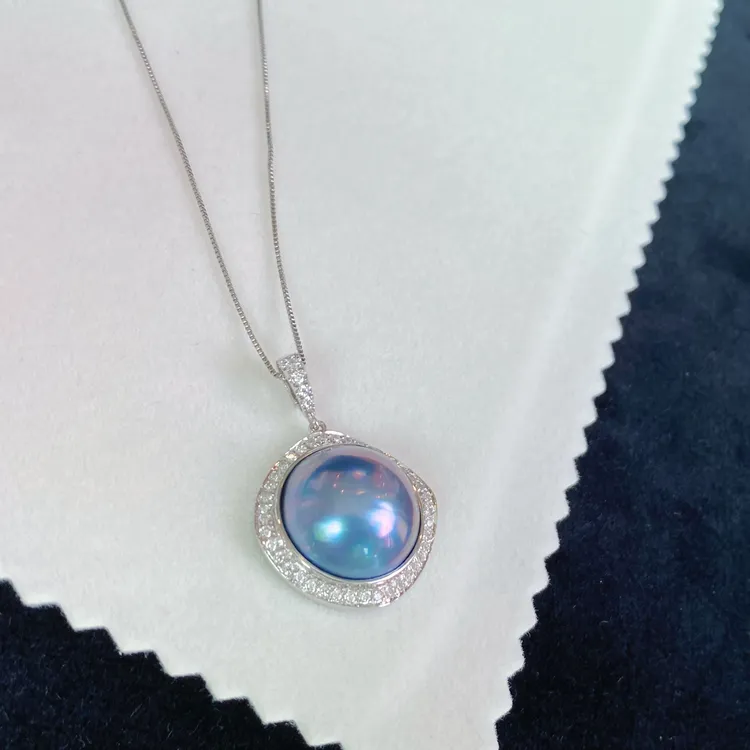 菱形马贝吊坠天然珍珠炫彩星空蓝