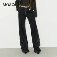 MOCO牛仔裤冬洗磨棉质精裁中高腰解构工装口袋MBD4JEN024