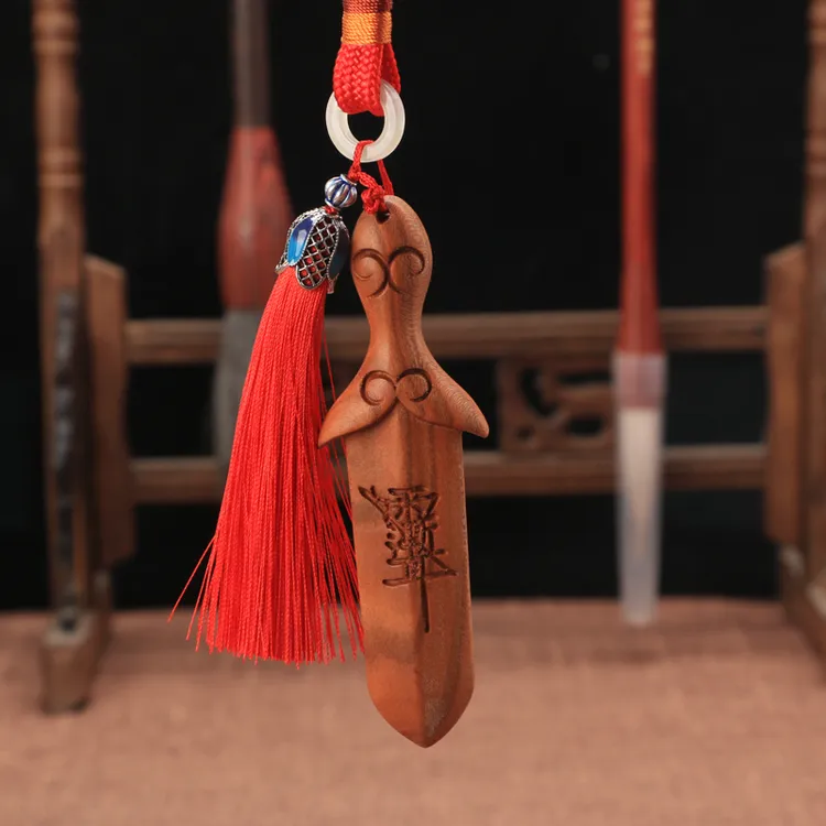 紫薇讳剑 桃木剑挂件 老桃木雕刻平安紫薇讳桃木剑挂件 保真桃木