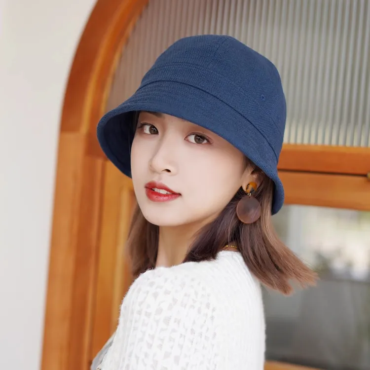 秋冬渔夫帽秋冬女日系棉麻遮阳防晒小边大头围时尚显脸小水桶盆帽