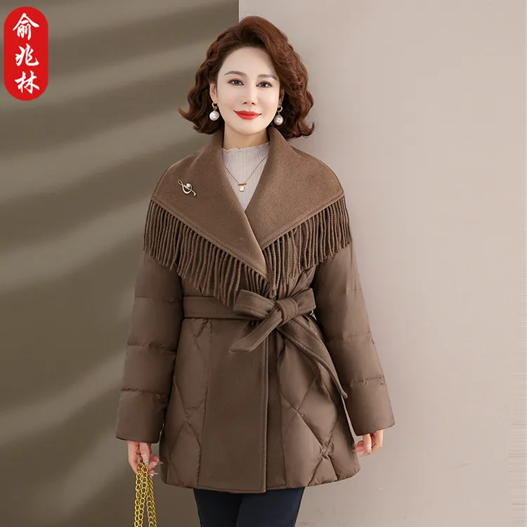 俞兆林妈妈秋冬棉衣外套洋气新款收腰显瘦中老年冬装时尚羽绒棉服