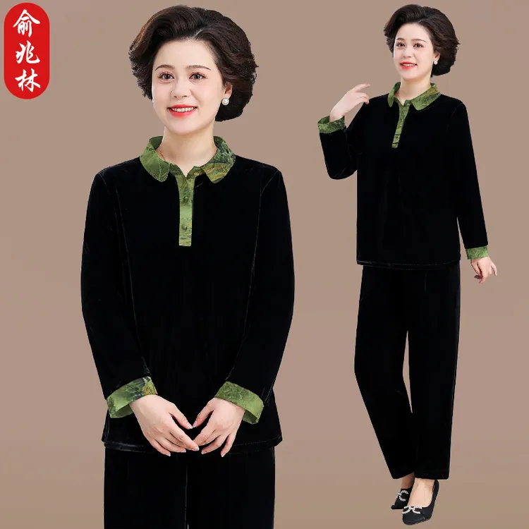俞兆林中年妈妈春秋新中式国风套装大码洋气中老年人奶奶装两件套