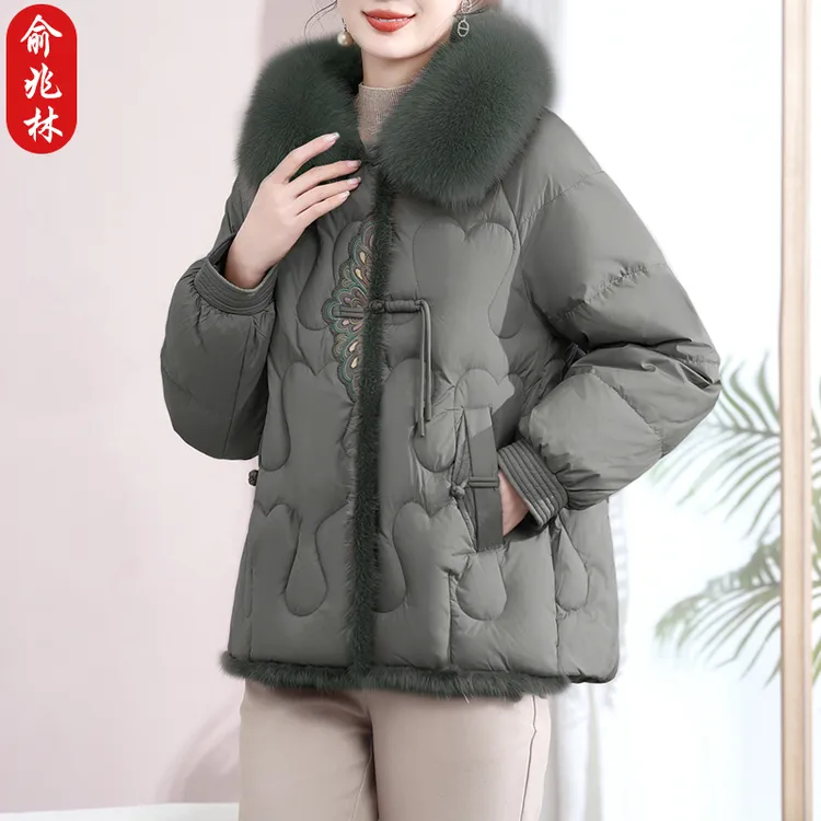 俞兆林妈妈冬装羽绒棉服洋气质2025新款中老年女冬季国风棉袄外套