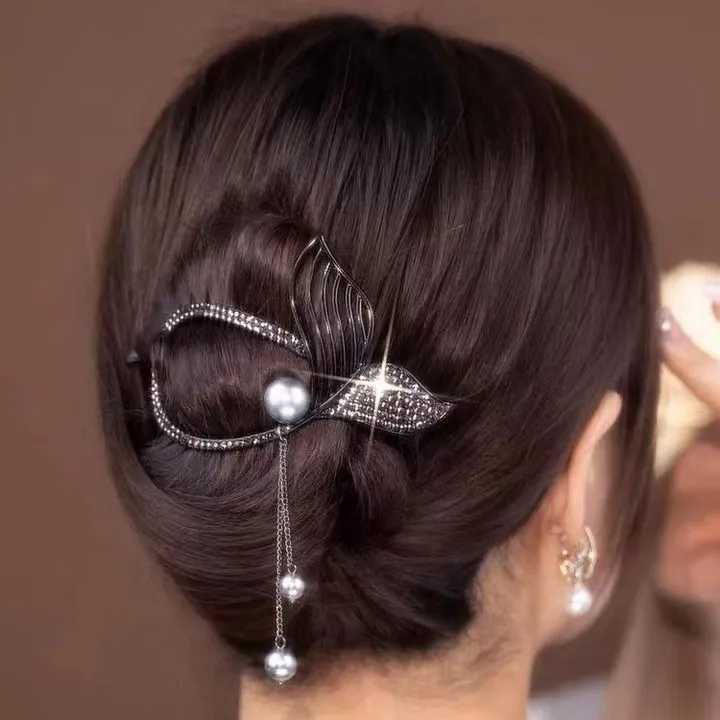 彬妮奢百搭优雅夹子头饰网红爆款流苏鱼尾古风发饰头花时尚香蕉夹