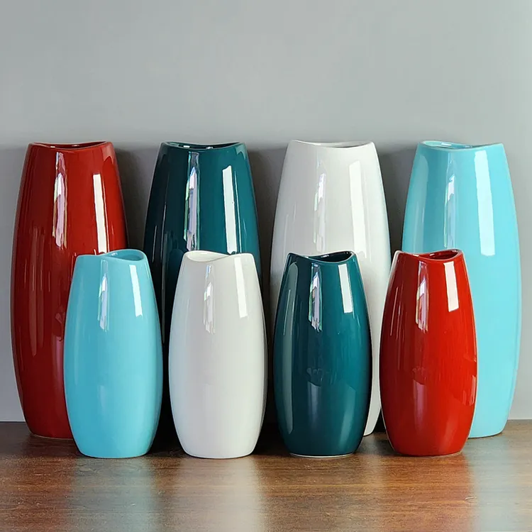 网红鹅蛋陶瓷花瓶大中小号厂家直销内外釉面光滑水养插花茶几桌面