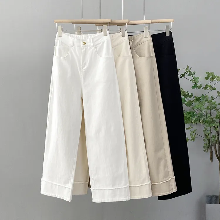 3直筒裤女宽松大码窄版阔腿裤春新款显瘦百搭高腰显瘦长裤休闲裤