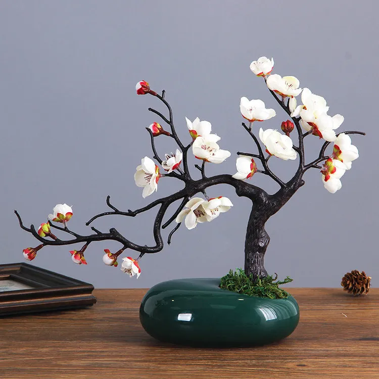 中式仿真梅花枝腊梅假花干花摆设家居客厅玄关橱窗装饰花花艺摆件