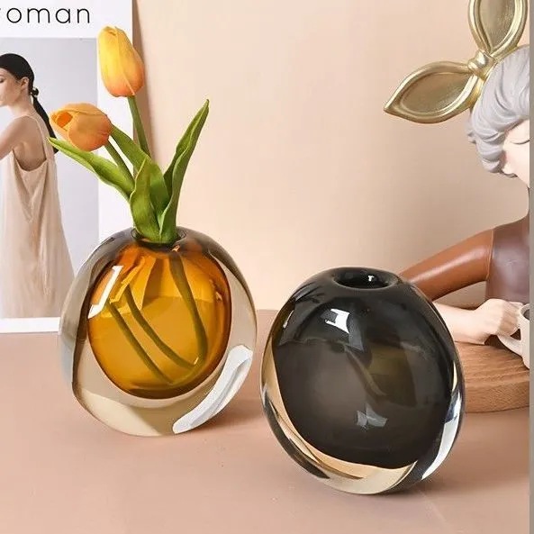 琉璃花瓶创意简约现代轻奢客厅玄关家居软装插花玻璃装饰品摆件小