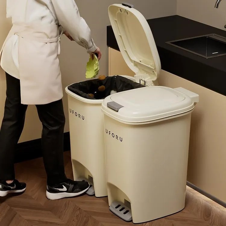 厨房垃圾桶家用带盖脚踏式卫生间办公室客厅厨余大容量轻奢纸篓箱