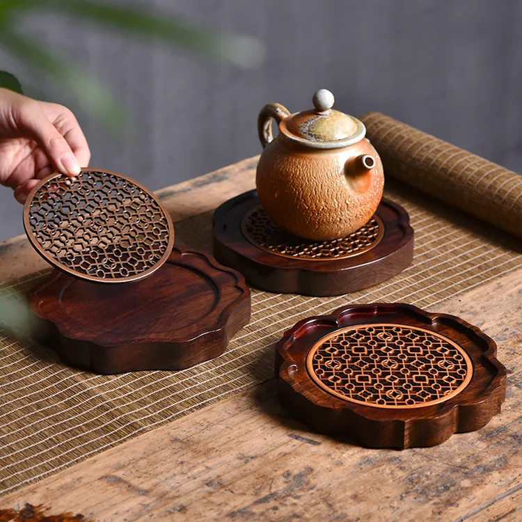 黑檀木壶垫茶托壶承壶托茶壶底座茶具配件家用隔热干泡台养壶茶盘