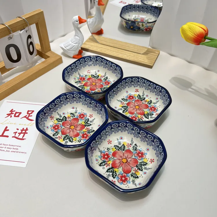 Sazaki盛夏 味碟蘸料碟陶瓷小碗家用蘸料盘波兰彩陶瓷手绘釉下彩 