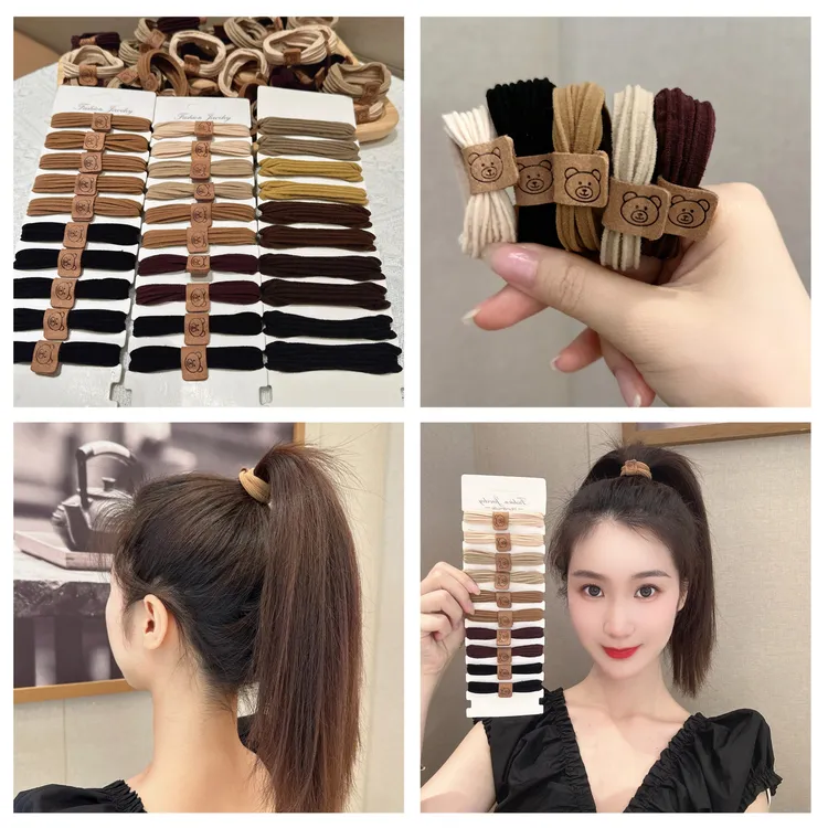 网红小熊款加粗高弹力扎马尾头绳不伤发无痕发圈