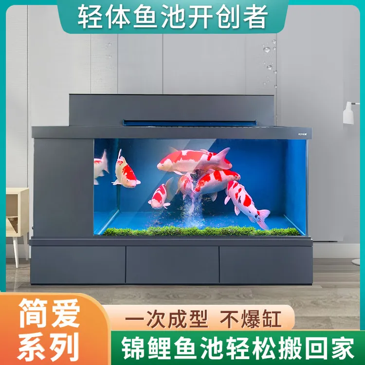 客厅大型落地鱼缸超白玻璃生态水族箱免安装