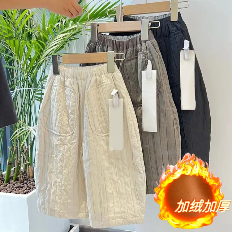 儿童冬季外穿加棉6-12岁加绒加厚裤子女童一条过冬棉裤宝宝绒裤子