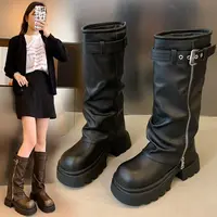 M8522-1冬季新款厚底不过膝裤管长靴
