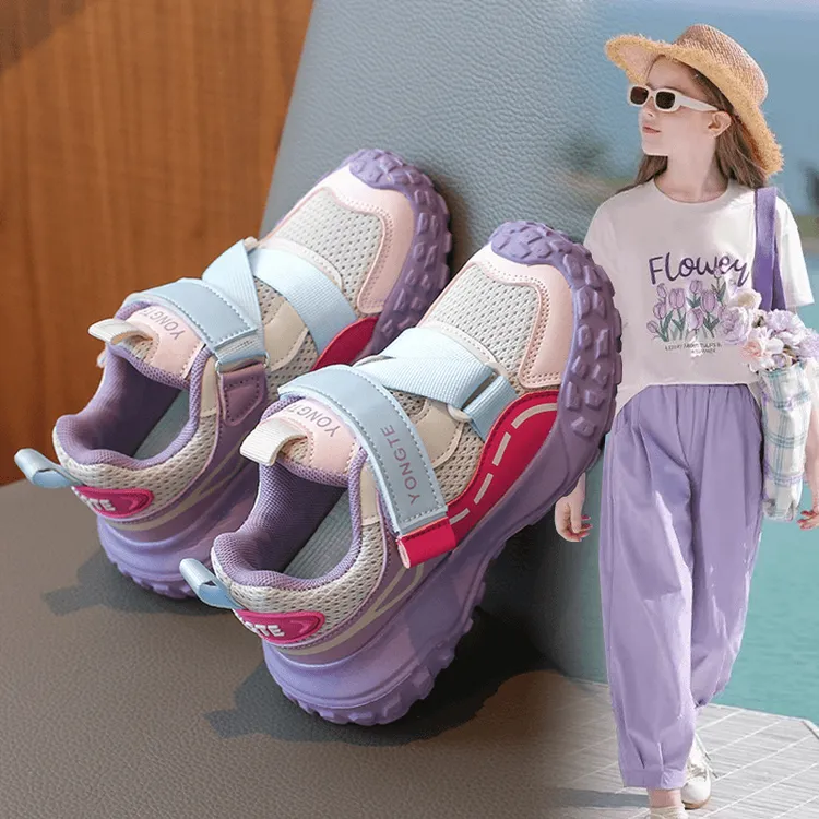 女童运动鞋2024秋季新款儿童网面透气休闲鞋中大童时尚软底老爹鞋