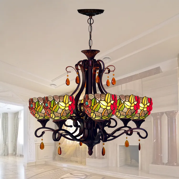 【提香果园】6头美式田园客厅复古典餐厅艺术装饰灯具开枝形吊灯