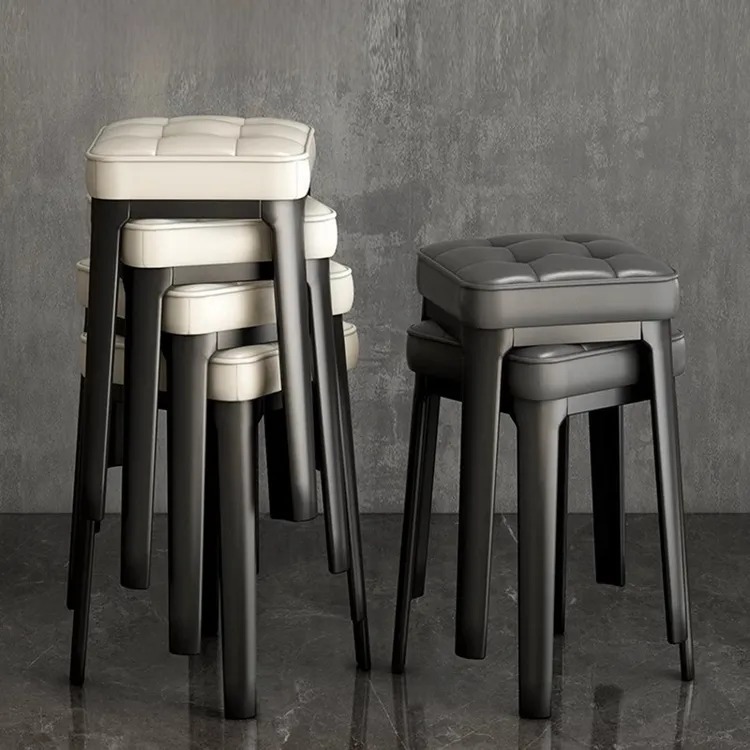 北欧轻奢餐凳家用客厅软包凳子可叠放餐桌凳餐厅备用成人吃饭高凳