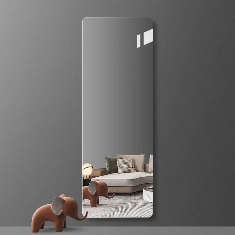 全身镜贴墙自粘家用免打孔高清穿衣镜贴在墙上的玻璃镜子定制尺寸