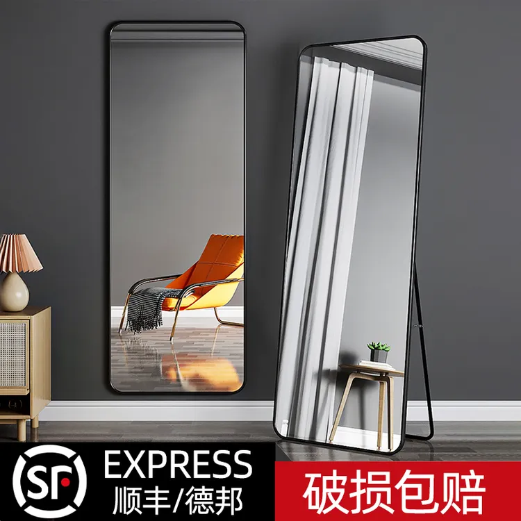 简约轻奢全身镜落地镜家用女生大镜子卧室穿衣镜ins少女士试衣镜