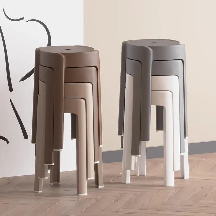 时尚创意塑料凳子家用可叠放客厅餐凳高颜值备用餐桌凳加厚熟胶凳